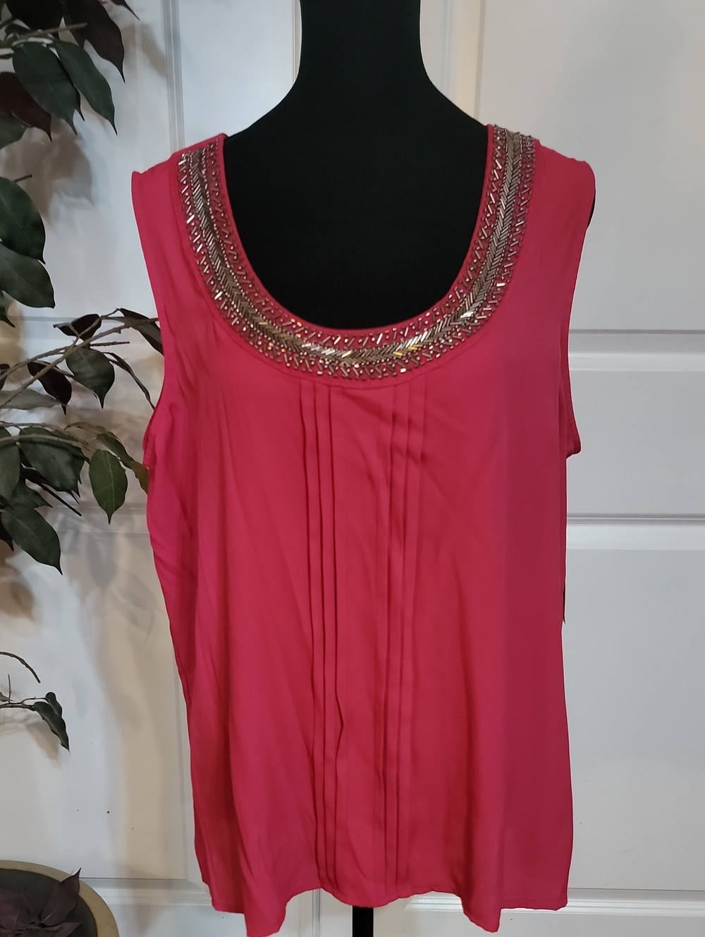 Covington Red Beaded Scoop Neck Camisole